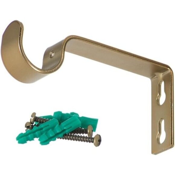 Ivilon Fixed Brackets for Curtain Rods 7/8 or 1 Inch Set of 2 Warm Gold - Picture 3 of 5
